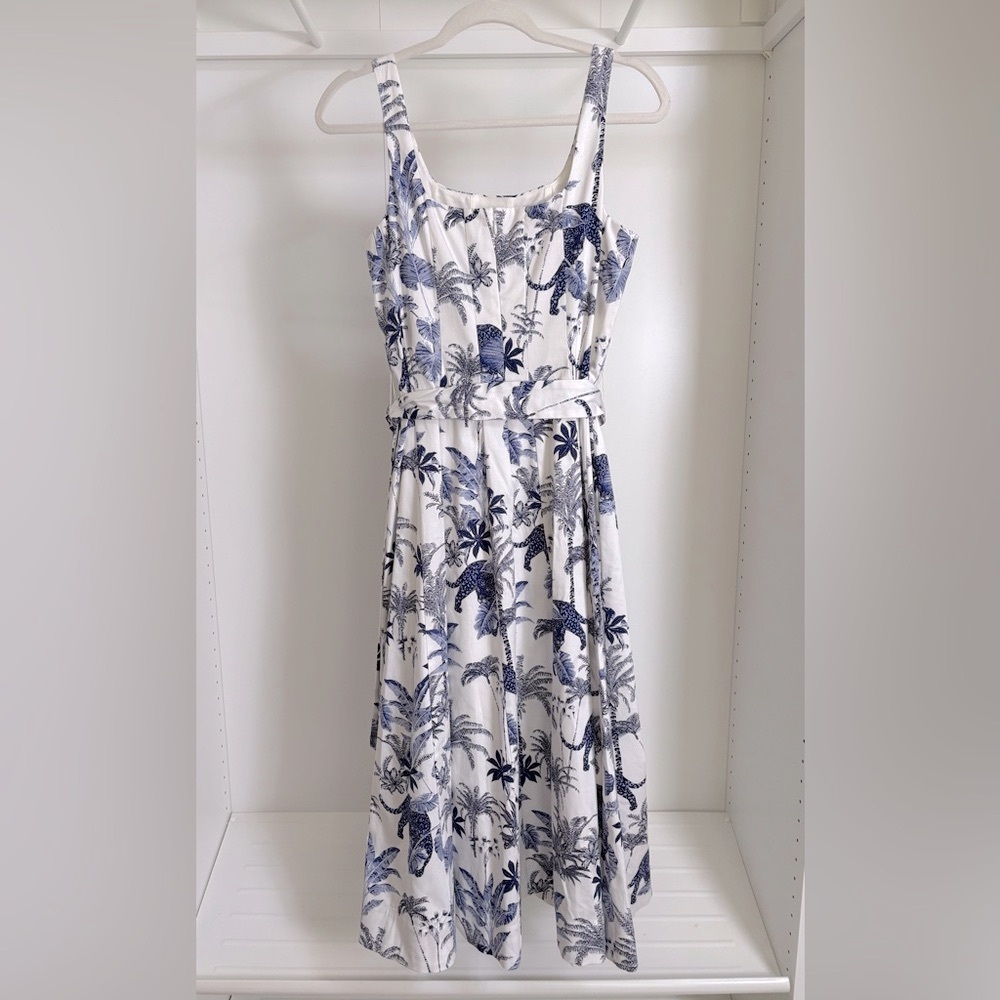 Anne Klein Blue and White Fit N Flare Midi Dress - Picture 4 of 4